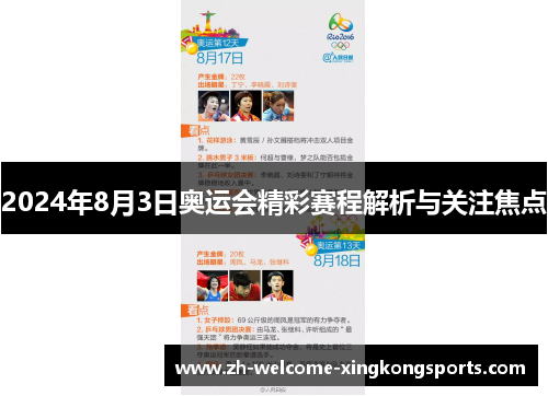 2024年8月3日奥运会精彩赛程解析与关注焦点